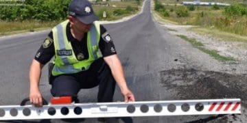 Інспектори відділу безпеки дорожнього руху проводять огляд автомобільних шляхів