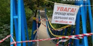 У Тернополі небезпека усюди: обірвався пішохідний міст у парку “Сопільче” (Відео)