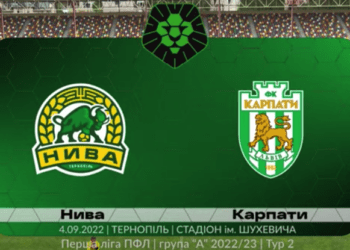 Трансляція футбольного матчу «Карпати» (Львів) – «Нива» (Тернпопіль) з тернопільського стадіону