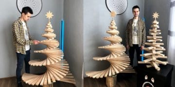 Тернопільський дизайнер виготовив ялинку-трансформер із дерева