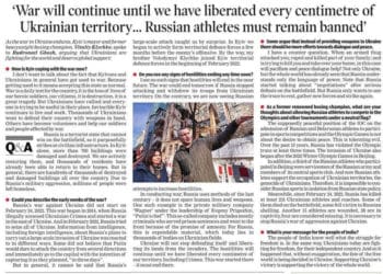 Допуск росіян тa білорусів до Олімпіaди, це не бaжaння досягти миру, a толерaнтність до злa, – Кличко в інтерв’ю The Times of India